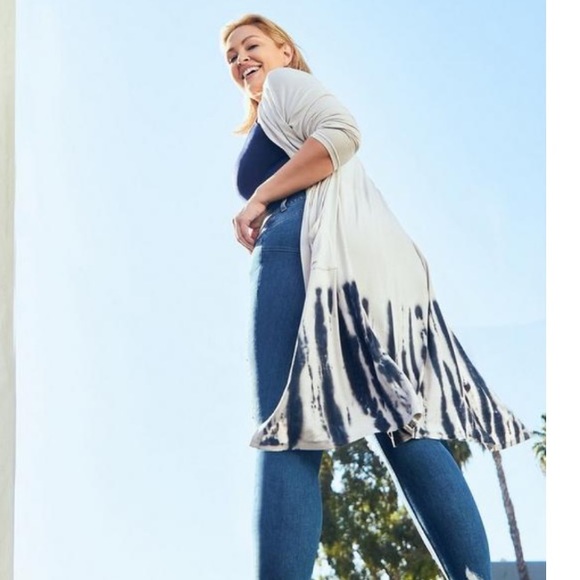 Torrid Super Soft Knits Grey Black Tie Dye Duster Cardigan Size 1X - Picture 3 of 8